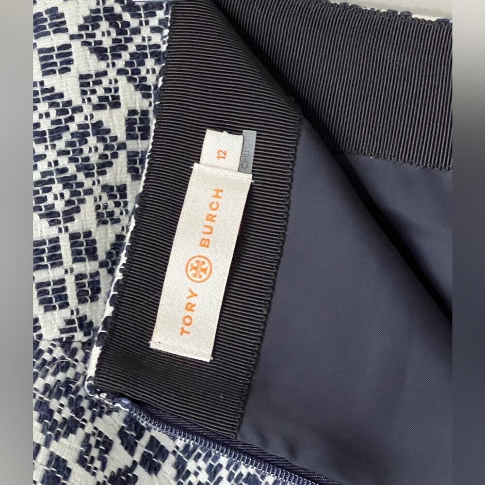 Tory Burch Marley Skirt Fit and Flare Mini Navy Blue and White Size 12 - Picture 4 of 8